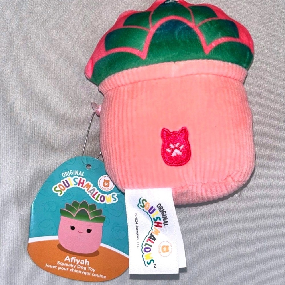 Squishmallows Afiyah Squeaky Dog Toy Plush Succulent Pink NWT 4in Single - Picture 2 of 4